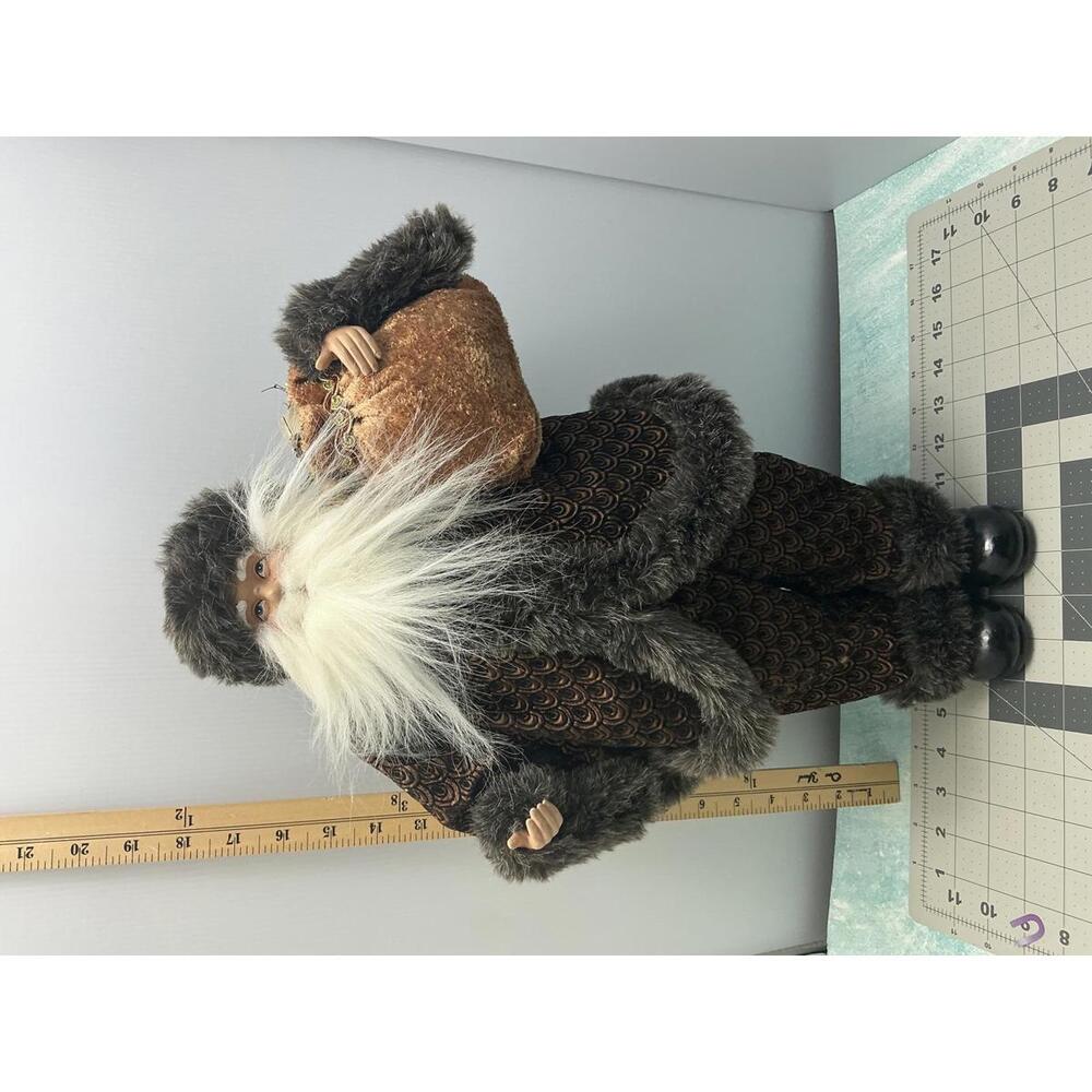 Vintage Santa Claus‎ Figurine with Fur Trim and Sack